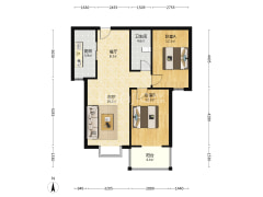 房子是全阳两居，带车位，带地下室。-涿州水岸花城户型图