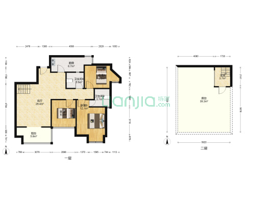 麦田国际社区 3室1厅2卫 88平方