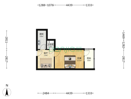 通安阁小区 1室1厅1卫 34平方