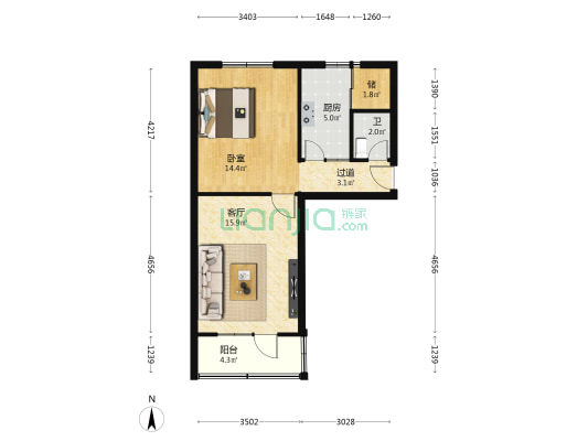 石峡口小区 1室1厅1卫 60平方