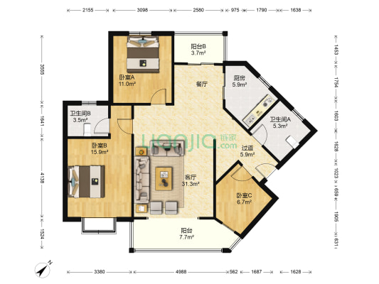 永新人家 3室1厅2卫 110平方