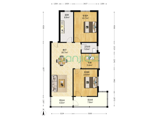 常展里94号 3室1厅1卫 96平方