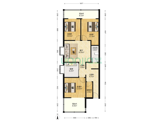 经十一路46-68号 3室1厅1卫 101平方