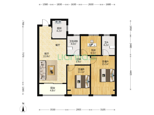 金辉璟樾云著 3室1厅2卫 98平方