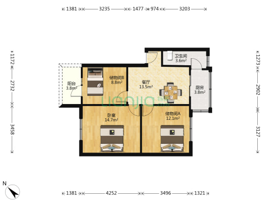 美印厂宿舍 1室1厅1卫 73平方
