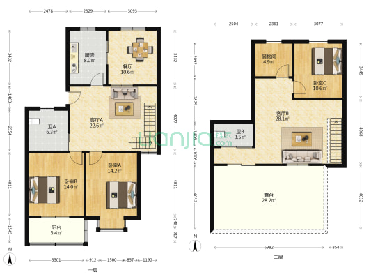河滨花苑 3室3厅2卫 146平方
