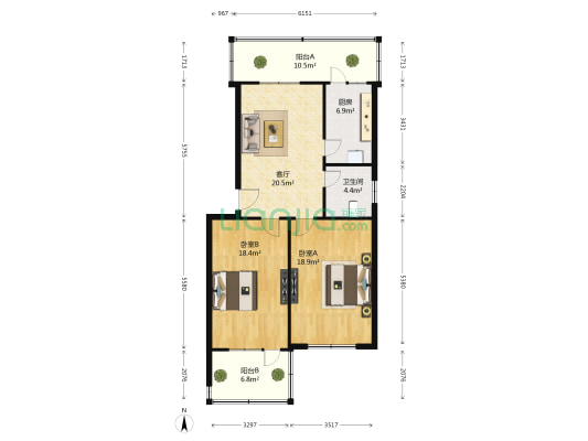 包公湖东路6号院 2室1厅1卫 84平方