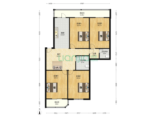 碧塘家园 4室1厅2卫 168平方