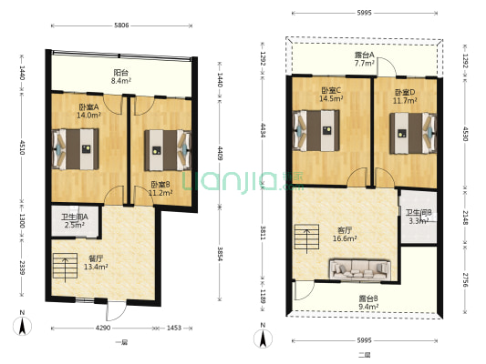破塘路59号 4室2厅2卫 68平方