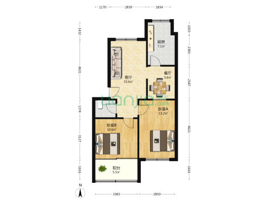 教师新村 2室2厅1卫 73平方
