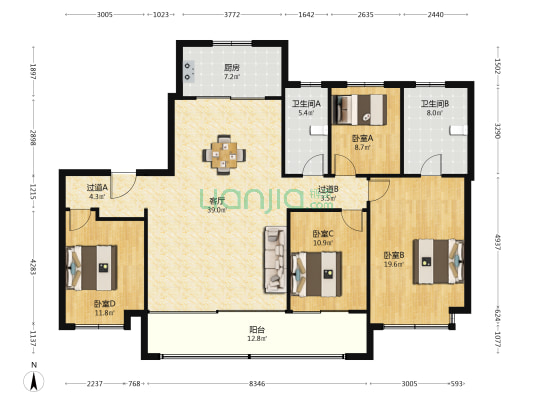 万科都荟沐语 4室1厅2卫 161平方