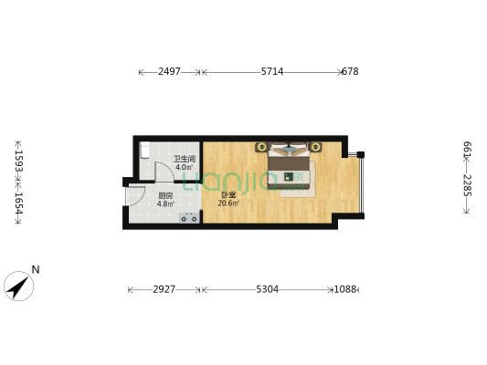 三水万达广场 1室0厅1卫 44平方