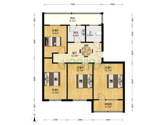 吉林省行政学院家属院 4室1厅1卫 116平方