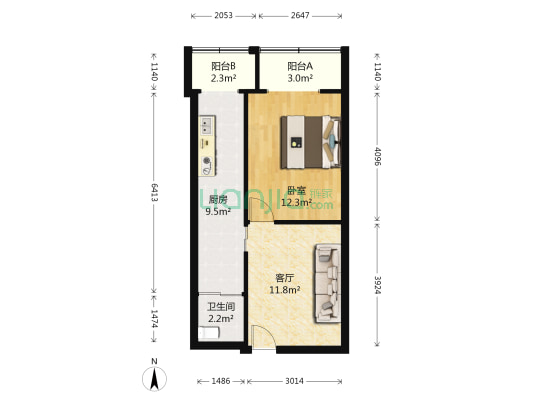 开发里 1室1厅1卫 46平方
