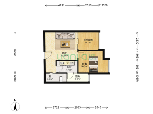 鼎祥风华美锦 2室1厅1卫 51平方