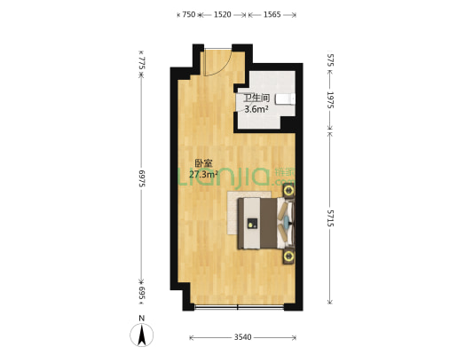 万达新天地 1室0厅1卫 50平方