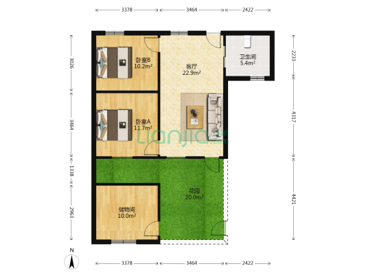 铁局弄 2室1厅1卫 36平方
