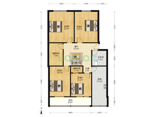 团校 4室1厅1卫 130平方