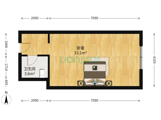 华威国际大厦 1室0厅1卫 63平方