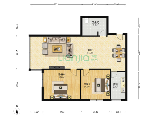 宏宇大厦 2室1厅1卫 132平方