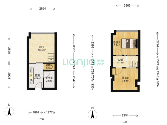 龙湖瑶海天街 2室1厅1卫 30平方