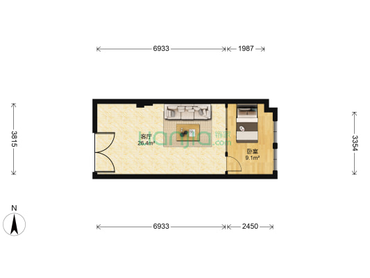 汇银广场 1室1厅0卫 61平方