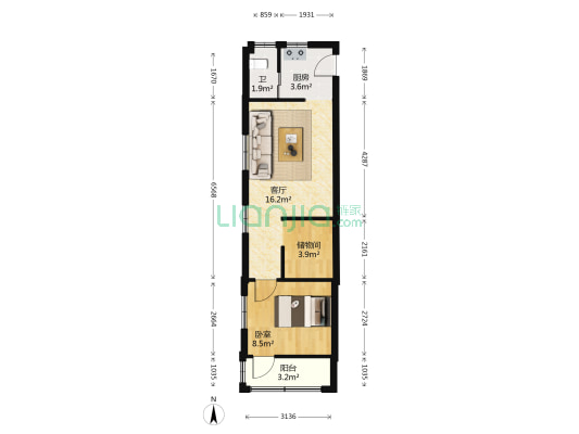 五一新村 1室1厅1卫 47平方