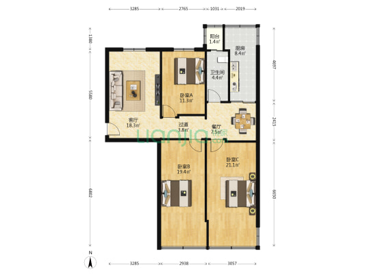 市场监管局家属院 3室2厅1卫 113平方