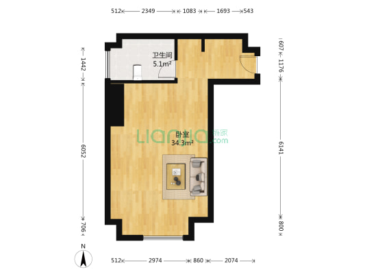 哈西万达SOHO公寓 1室0厅1卫 59平方