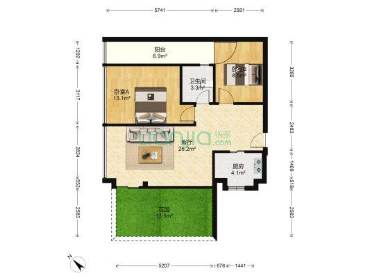 西锦国际一期 2室1厅1卫 73平方
