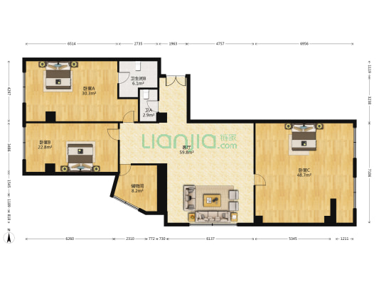 正信商住大厦 3室1厅2卫 260平方