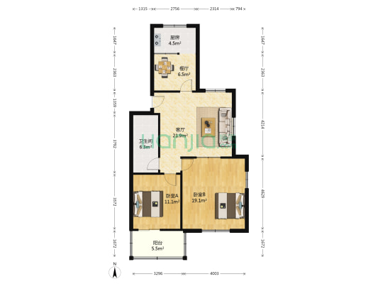 泰安市医疗器械维修管理站宿舍 2室2厅1卫 83平方