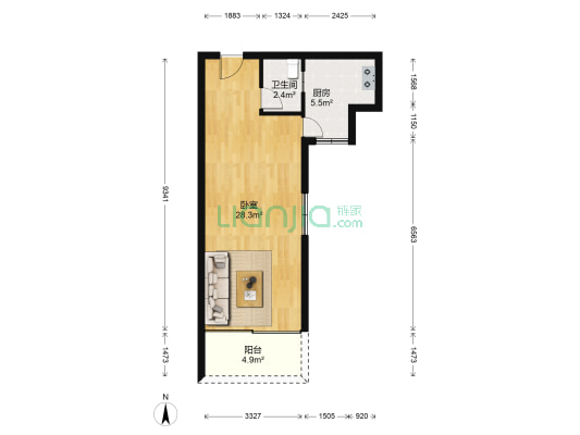 永昶公寓 1室0厅1卫 58平方