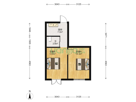 水泵厂 2室0厅1卫 49平方