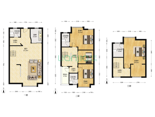 百合豪园 4室1厅4卫 176平方