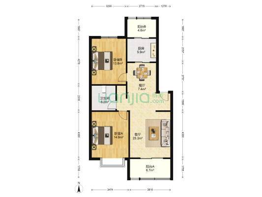 紫薇田园都市b区2室2厅95 55平米 西安长安紫薇田园都市紫薇田园都市b区二手房 西安链家