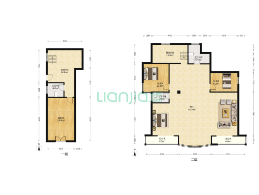 长江润发幸福小区 2室1厅3卫 224平方