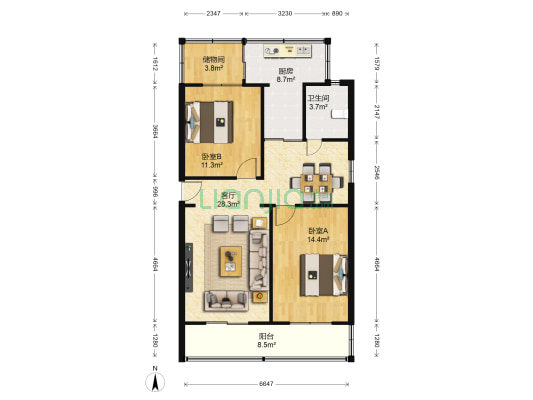 发改委家属院 2室1厅1卫 100平方