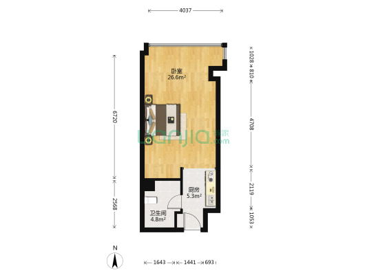 星悦城 1室0厅1卫 59平方
