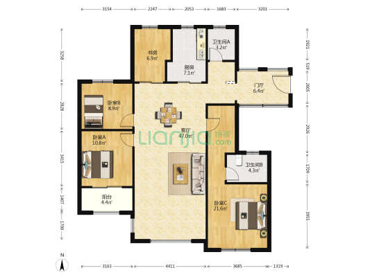 湘水郡 4室1厅2卫 139平方