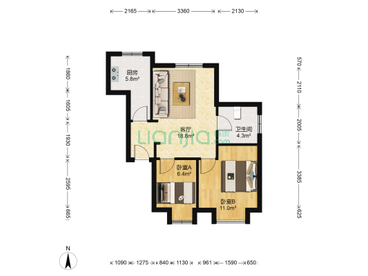 万锦府 2室1厅1卫 63平方