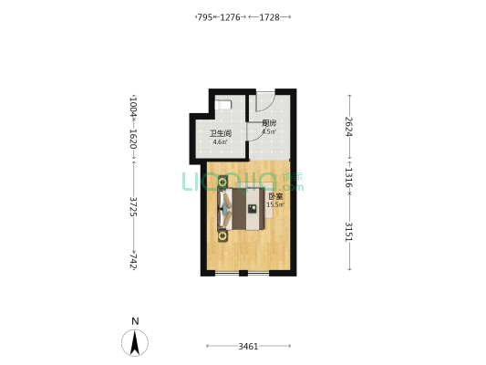 鲁商铂悦公馆 1室0厅1卫 47平方
