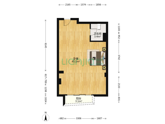 尊域·嘉 1室0厅1卫 65平方