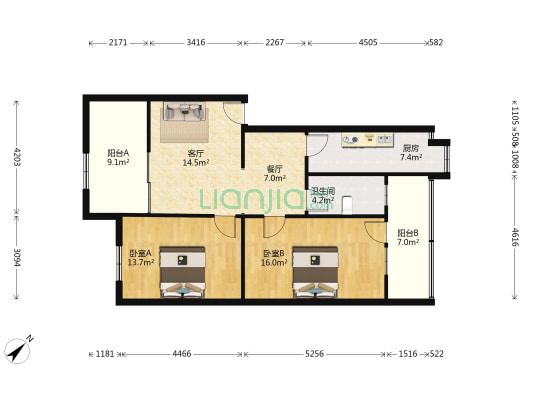 三十一中家属院 2室2厅1卫 98平方