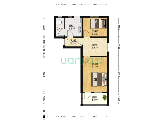 堤口路116号 2室1厅1卫 53平方