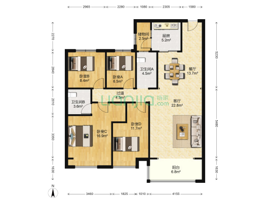 碧桂园·黄金时代 4室2厅2卫 143平方