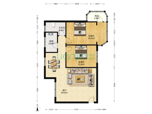 海口市邮政局沿江三东路宿舍区 2室1厅1卫 82平方