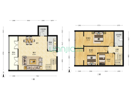 亚太·万佳名苑 3室1厅2卫 167平方