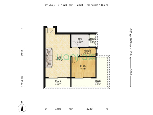 中信新天地 1室1厅0卫 61平方