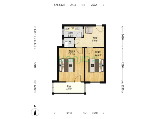 北下街 2室1厅1卫 49平方
